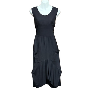 Zeaberg NWT dark brown cotton jersey Lagenlook dress Small
Whale tail hem pocket